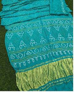 Sari Bandhej de Seda Gajji Pesada, Diseño Tradicional, Sari Bandhej de Seda Gajji Suave, Estilo Real al Mejor Precio - Product Image 4