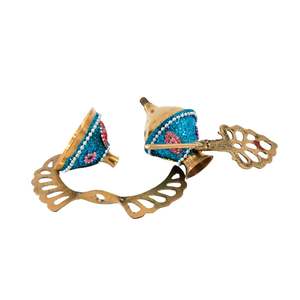 Aplicador de Kohl/Kajal Surmedani de Latón Moderno Hecho a Mano, Diseño Artístico Azul Brillante para Ocasiones Especiales, Multipieza - Product Image 4