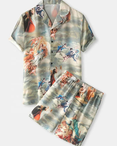 Conjunto corto de dos piezas para hombre, chándal Hawaiano personalizado, camisa de verano de manga corta informal y pantalones cortos, conjunto de traje para hombre - Product Image 2