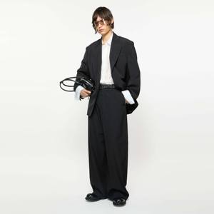 Pantalones anchos para hombre, pantalones de traje teñidos lisos para hombres y mujeres, pantalones formales duraderos y elegantes antiarrugas - Product Image 5