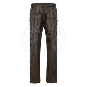 Pantalones de cuero de diseño personalizado de calidad superior para hombre fábrica al por mayor ajuste regular estilo casual impermeable a prueba de viento ligero - Product Image 2