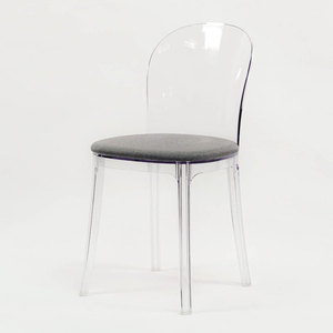 Contemporary Modern Transparent Plastic <b>Restaurant</b> Furniture Chair with Fabric Cushion for <b>Restaurant</b> Use GAK296S - Product Image 2
