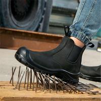 Bottes de Sécurité Noires en Cuir Caterpillar, Chaussures de Travail Industrielles pour Hommes