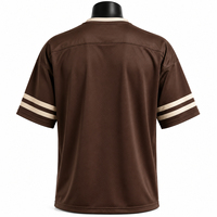Jersey Sepak Bola Amerika Berbahan Mesh Bernapas, Kerah V, Lengan Pendek, Nomor Kustom, Unisex Dewasa, Seragam Tim, Tersedia Ukuran XXXL