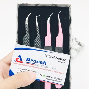 แหนบต่อขนตาแบบด้ามจับเพชรทำจากสเตนเลสสีดำและชมพูล้วนเคลือบด้วยผง - Product Image 2