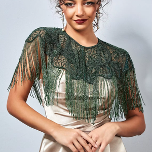 Robe Cape en organza antistatique pour dames avec perles en cristal perlé pour soirée club Logo avant inclus - Product Image 1