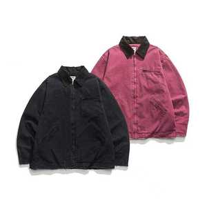 Chaqueta Varsity Vintage de Alta Calidad para Hombre, con Cierre Completo, Cuello Alto, Logo Frontal, Lavado Vintage, Estilo Urbano, para Invierno - Product Image 1