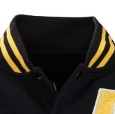 Chaqueta de Béisbol Varsity Personalizada, Cuerpo de Lana y Mangas de Cuero, Chaqueta Letterman Vintage con Cuello de Canalé a Rayas, Ropa de Calle de Invierno OEM - Product Image 5