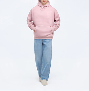 เสื้อฮู้ดดี้ผู้ชายทรงโอเวอร์ไซส์ ผ้าคอตตอน 100% หนานุ่ม สีพื้น ปักโลโก้ตามสั่ง คุณภาพสูง แบบไหล่ตก สำหรับฤดูใบไม้ร่วง - Product Image 1