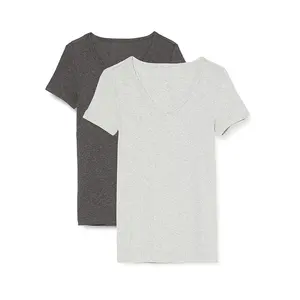 DTF kaus polos cetak kustom Transfer panas dengan t-shirt polos logo kustom untuk wanita grosir kaos lengan pendek wanita