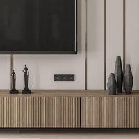 Meuble TV mural en bois de style contemporain KEJIA, design moderne, vitrine en verre pour salon