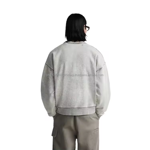 HLD24003MS Sweat-shirt à capuche pour homme, coupe ample, lavage personnalisé, effet délavé, sweat-shirt délavé, coupe courte - Product Image 4