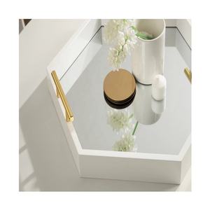 ถาดเสิร์ฟไม้หกเหลี่ยมพร้อมที่จับโลหะ - Product Image 4