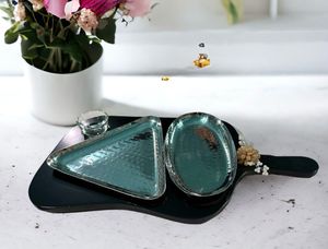 Black Metal Snack Platter Serving <b>Tray</b> with Eco-Friendly Bowl for Parties for Indian Occasions Export Quality - Product Image 4