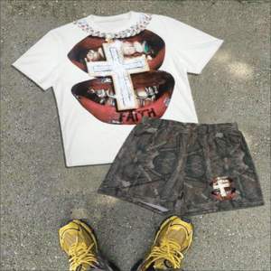 ชุดผ้าฝ้าย2ชิ้นสไตล์วินเทจเสื้อผ้าแนวสตรีท100% & กางเกงขาสั้น-ชุดสั้นระบายอากาศได้ดีสำหรับฤดูร้อนขายส่ง - Product Image 1