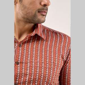 Camisa informal a rayas marrón para hombre, tela de popelina antiarrugas con cuello abotonado, ajuste Regular, talla 6XL para las estaciones de verano y otoño - Product Image 5