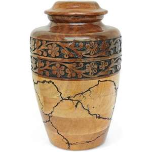 Urna de cremación de Color de madera, urna de cremación clásica grabada a mano para ceremonia funeraria, suministro de urnas de entierro americanas de estilo adulto - Product Image 2