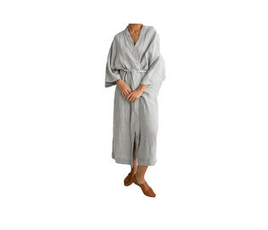 100% <b>Linen</b> Women's Casual Beach Kimono Beautiful Knee-Length Robe Dress with Full Sleeves Solid Pattern Woven - Product Image 4