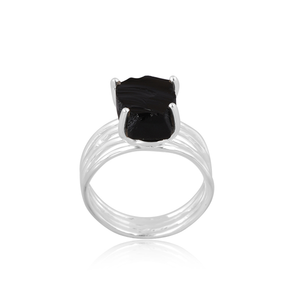 Meilleure qualité en argent Sterling naturel noir Onyx pierre précieuse bague empilable Demi bijoux fins pour les femmes cadeau pour elle - Product Image 1