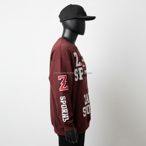 Sudadera de Hombre, 320GSM, Mezcla de Algodón Suave, Color Granate, Logotipo Personalizado Bordado, Parche en el Pecho, Estilo Deportivo, Sudadera Básica - Product Image 3