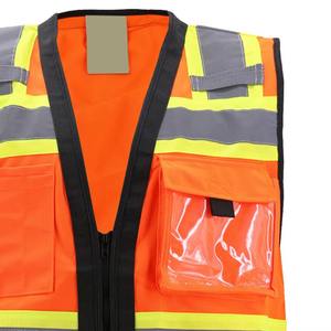 Gilet de travail utilitaire personnalisé haute visibilité respirant réfléchissant sécurité sécurité vêtements de travail pour la construction de routes assainissement automne - Product Image 2