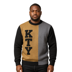 เสื้อสเวตเตอร์ถัก3โทนสีอัลฟาโกลด์มี3โทนลายปักผ้ากำมะหยี่ระดับพรีเมียมเสื้อสวมหัวเสื้อแฟชั่นแบบสวมหัว - Product Image 1