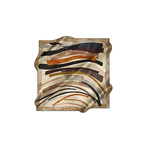 Pañuelo Cuadrado a Rayas de Seda Twill Beige - Product Image 1