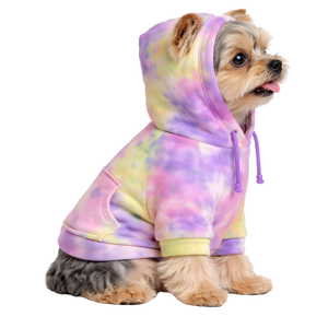 เสื้อฮู้ดดี้กำมะหยี่สำหรับสุนัข ลายมัดย้อมสีรุ้ง เนื้อผ้านุ่มสบาย พร้อมฮู้ด อุ่นสบาย เหมาะสำหรับใส่ในฤดูหนาว สำหรับสุนัขขนาดเล็กถึงขนาดกลาง - Product Image 3