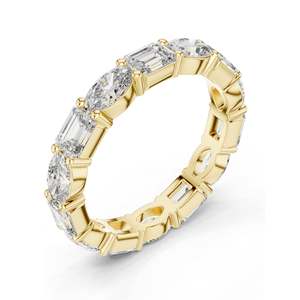 แหวนเพชรแล็บทรงมรกตและมาร์คีส์ 2.16 กะรัต แบบสลับกัน  ความใส VVS-VS สี EF  ทอง 18KT, 14KT, 10KT และเงิน 925 - Product Image 4