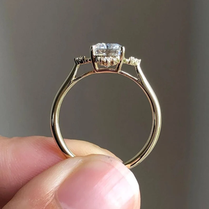 Bague de mariage en or massif 14 carats avec 2.5 CTW Lab Grown Solitaire Accent Unique Fine Jewelry for Bridal Party Anniversary - Product Image 5