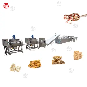 New technology efficient cereal caramel treats mixer protein bar cutting machine tasty chikki nougat praline maker