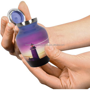 Petits monuments commémoratifs d'urne souvenir de phare de lumière de guidage en métal de style américain pour les cendres humaines adultes - Product Image 2