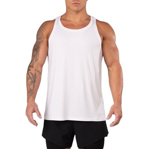 <b>Men</b> Gym Shirt Cut Out Vest Plain Custom Logo Blank Workout Training <b>Singlet</b> Longline High Quality Eco Friendly Y Back Tank Top - Product Image 1