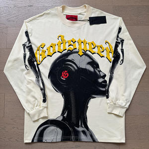 Camiseta de Manga Larga Unisex de Algodón de Alta Calidad, Estilo Casual, Holgada, Transpirable, con Estampado de Punto, para Parejas, Otoño - Product Image 3