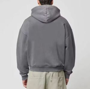 Custom Embroidery Design Heavyweight Reversible Bomber Winter Warm <b>Long</b> Sleeve Men's <b>Oversized</b> Acid Washed Zip up <b>Hoodie</b> - Product Image 2