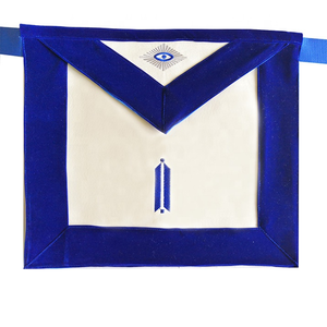 Delantal de logia azul de la más alta calidad con delantal de albañiles masónicos cuadrados y accesorios Navy Velvet Gold - Product Image 1
