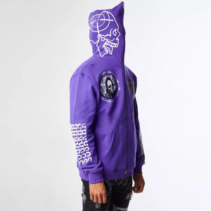 Fabricants d'usine, sweats à capuche avec fermeture éclair pour hommes, sweats à capuche avec fermeture éclair, vêtements streetwear lourds, logo personnalisé, impression bouffante 3D, capuche pour hommes - Product Image 2