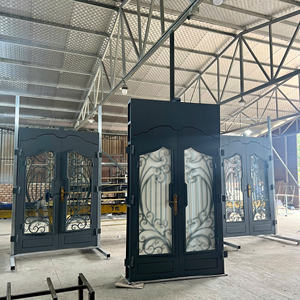 Elegantes puertas de hierro forjado personalizadas con paneles de vidrio doble y marco de acero fuerte para villas de lujo y casas modernas - Product Image 5