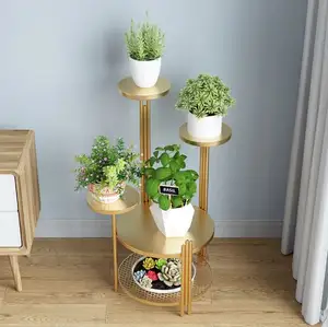 Support décoratif en métal à 5 niveaux avec finition Durable plaqué or pour petits Mini Pots