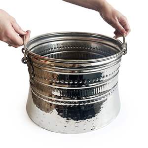 Cuenco de Espuma de Cobre Martillado a Mano con Asas de Latón de 20-25-30 cm, Cuenco Decorativo Color Níquel para Baños y Cocinas - Product Image 4