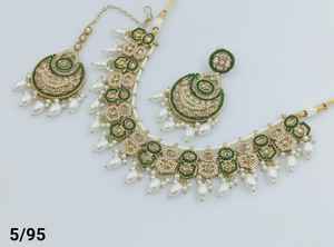 Nuevo diseño de lujo chapado en oro tradicional Motipearl & Drop Kundan tachonado gargantilla collar pendiente Mangtika conjunto y conjunto de joyería - Product Image 3