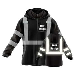 Ropa de trabajo cómoda de poliéster y algodón para hombre, sudadera de seguridad de alta visibilidad, logotipo personalizable, ropa de seguridad reflectante - Product Image 5