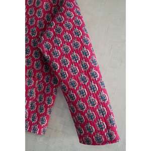 Chaqueta Acolchada Reversible de Algodón Tejido Ecológico para Mujer, Estampado Floral Hecho a Mano, Manga Larga, Informal, para Invierno - Product Image 3