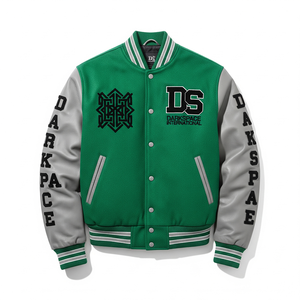 Vente en gros Nouveau design veste universitaire durable patchs de broderie en chenille lettrage col montant manches en cuir d'hiver logo avant - Product Image 5