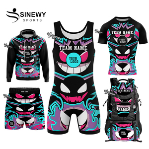 SINEWY SPORTS Conjunto de Ropa de Lucha Libre Personalizada por Sublimación, Ajustada, Transpirable, Antibacteriana, de Spandex/Poliéster - Product Image 1