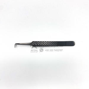 แหนบต่อขนตาปลายเรียวทำจากสเตนเลสสตีล90องศาสีดำสำหรับต่อขนตาปลอมออกแบบโลโก้ได้ตามต้องการ - Product Image 5