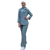 Ensemble de tenue médicale modeste unisexe Power Abaan Sports pour usage quotidien, compatible hijab, manches longues, confortable, durable, tricoté, pour hôpital