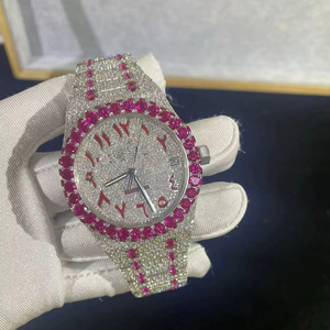 Montre mécanique en acier inoxydable pour femmes, luxe glacé, moissanite, mouvement MIYOTA, cadran en verre analogique, style hip-hop, rappeur, haut de gamme - Product Image 1