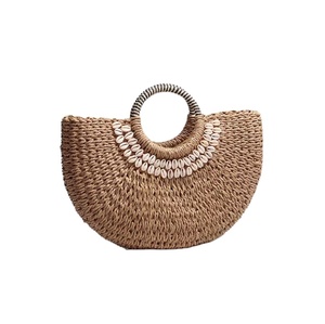 Bolso de mano de paja tejida de primera calidad - Bolso de paja con asa superior - Bolsos de playa de macramé de verano directamente del proveedor indio - Product Image 1