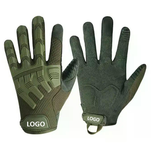 Winter Green Black Rubber Knuckle Protective Tactical Gloves Shock Resistant Full Finger Tactical Gloves With Custom Logo